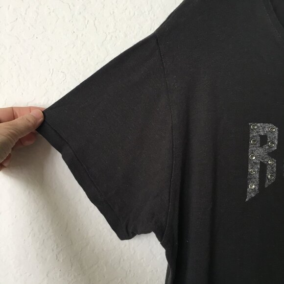 Zara Studded Cropped T Shirt Womens L Round Neck ROCKER Studded Embellishment - Picture 4 of 14